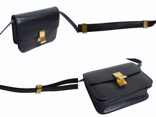 Load image into Gallery viewer, CELINE セリーヌ ショルダーバッグ クラシックボックス ミディアム 189173DLS カーフスキン ブラック ゴールド金具 美品 中古 4b003438