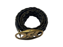 画像をギャラリービューアに読み込む, YVES SAINT LAURENT イヴサンローラン YSL ロゴ バックル ベルト ブラック レザー メッシュ 141516 ゴールド金具 小物 良品 中古 4b000533