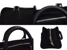 画像をギャラリービューアに読み込む, LOEWE ロエベ ビジュー アマソナ30 ハンドバッグ アナグラムロゴ スウェード レザー ブラック 黒 シルバー金具 美品 中古 4b000837