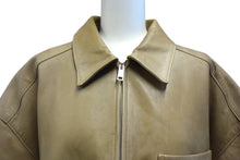 画像をギャラリービューアに読み込む, PRADA プラダ ナッパレザー ジップアップ半袖シャツ UPC210 サイズ50 24SS ベージュ トライアングルロゴパッチ 良品 中古 4b001240