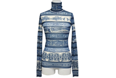 極美品 Jean Paul GAULTIER SOLEIL ジャンポールゴルチェ ソレイユ パワーネット 長袖トップス KK J2 HW 0175 サイズS 総柄 中古 4b001604