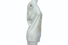 画像をギャラリービューアに読み込む, YVES SAINT LAURENT イヴサンローラン タンクトップ ノースリーブ YSL ロゴ コットン ホワイト ゴールド サイズS 良品 中古 4b001850