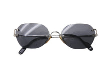 Load image into Gallery viewer, Cartier カルティエ サングラス メガネ ツーポイント アイウェア 2504224 フランス製 メタル シルバー金具 ブラック 美品 中古 4b000046
