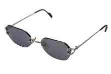 Load image into Gallery viewer, Cartier カルティエ サングラス メガネ ツーポイント アイウェア 2504224 フランス製 メタル シルバー金具 ブラック 美品 中古 4b000046
