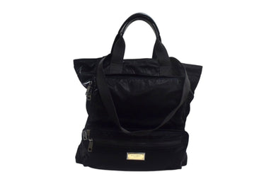 DOLCE&GABBANA ドルチェアンドガッバーナ ロゴプレート2WAY トートバッグ ブラック ナイロン BM1959AO24380999 美品 中古 4b000736