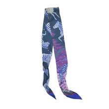 Load image into Gallery viewer, HERMES エルメス ツイリー レ ゼブル LES ZEBRES ゼブラ柄 リボン バンダナ フランス製 シルク パープル ブルー 美品 中古 4b010023