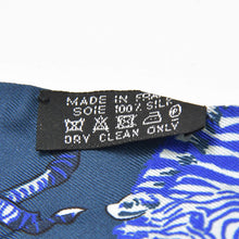 Load image into Gallery viewer, HERMES エルメス ツイリー レ ゼブル LES ZEBRES ゼブラ柄 リボン バンダナ フランス製 シルク パープル ブルー 美品 中古 4b010023