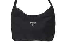 画像をギャラリービューアに読み込む, 極美品 PRADA プラダ ホーボー ハンドバッグ ワンショルダーバッグ MV515 トライアングルロゴ ナイロン ブラック 中古 4b001129
