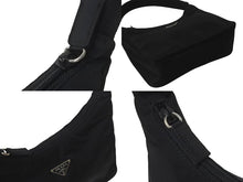 画像をギャラリービューアに読み込む, 極美品 PRADA プラダ ホーボー ハンドバッグ ワンショルダーバッグ MV515 トライアングルロゴ ナイロン ブラック 中古 4b001129