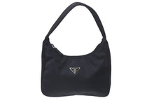 画像をギャラリービューアに読み込む, 極美品 PRADA プラダ ホーボー ハンドバッグ ワンショルダーバッグ MV515 トライアングルロゴ ナイロン ブラック 中古 4b001175