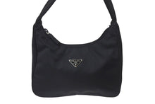画像をギャラリービューアに読み込む, 極美品 PRADA プラダ ホーボー ハンドバッグ ワンショルダーバッグ MV515 トライアングルロゴ ナイロン ブラック 中古 4b001175