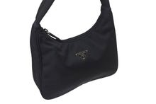 画像をギャラリービューアに読み込む, 極美品 PRADA プラダ ホーボー ハンドバッグ ワンショルダーバッグ MV515 トライアングルロゴ ナイロン ブラック 中古 4b001175