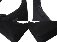 画像をギャラリービューアに読み込む, 極美品 PRADA プラダ ホーボー ハンドバッグ ワンショルダーバッグ MV515 トライアングルロゴ ナイロン ブラック 中古 4b001175