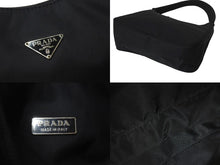 画像をギャラリービューアに読み込む, 極美品 PRADA プラダ ホーボー ハンドバッグ ワンショルダーバッグ MV515 トライアングルロゴ ナイロン ブラック 中古 4b001175