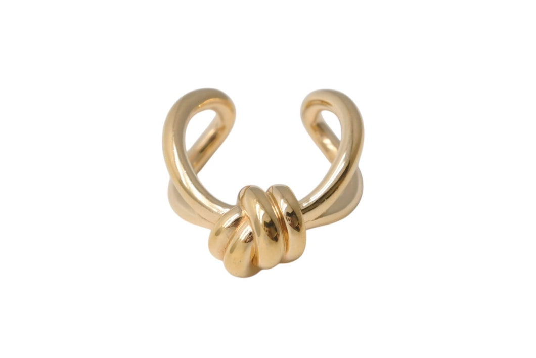 BOTTEGAVENETA ボッテガヴェネタ ノットリング 815946VAHU08120 シルバー925 ゴールド サイズ7.5号 表記サイズ13 美品 中古 4b001297