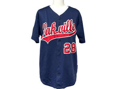 MAJESTIC マジェスティック ベースボールシャツ ユニフォーム 半袖 28 ポリエステル ネイビー レッド サイズYOUTH L 美品 中古 4b001407