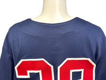 画像をギャラリービューアに読み込む, MAJESTIC マジェスティック ベースボールシャツ ユニフォーム 半袖 28 ポリエステル ネイビー レッド サイズYOUTH L 美品 中古 4b001407