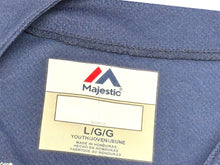 画像をギャラリービューアに読み込む, MAJESTIC マジェスティック ベースボールシャツ ユニフォーム 半袖 28 ポリエステル ネイビー レッド サイズYOUTH L 美品 中古 4b001407