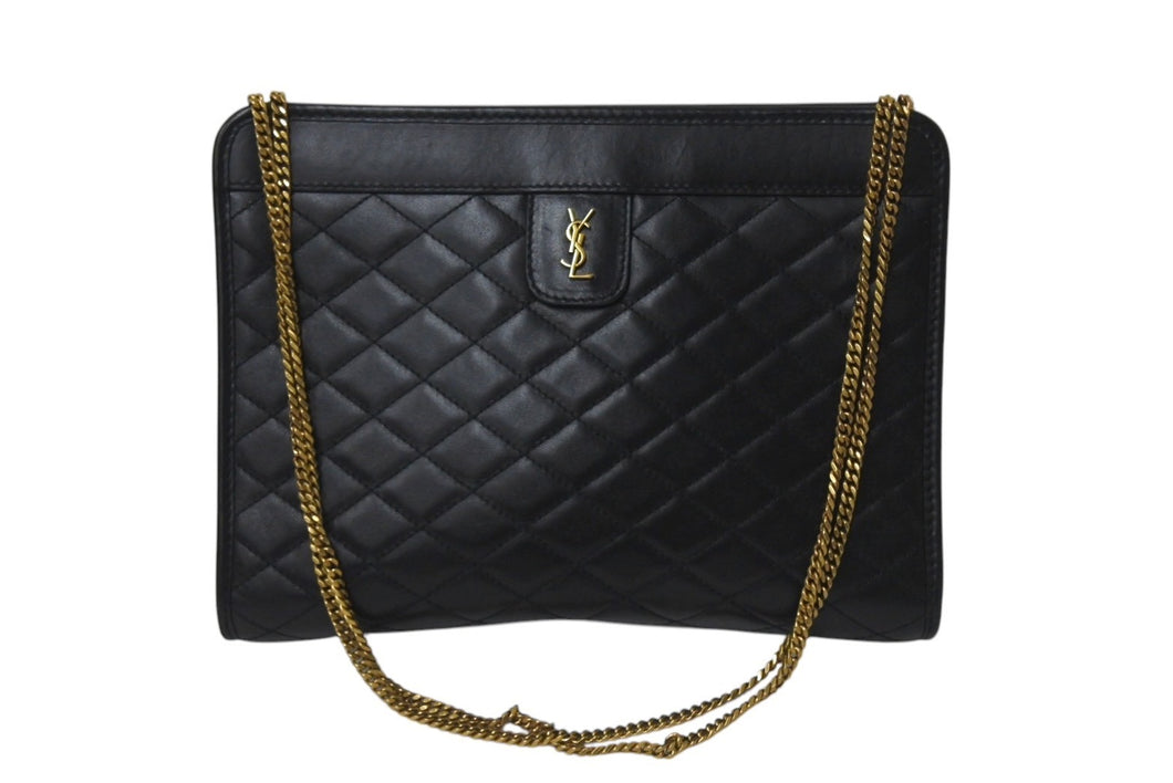 SAINTLAURENT PARIS サンローラン チェーンショルダーバッグ ウォレット377828 レザー ブラック 美品 中古 4b001475