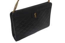 画像をギャラリービューアに読み込む, SAINTLAURENT PARIS サンローラン チェーンショルダーバッグ ウォレット377828 レザー ブラック 美品 中古 4b001475