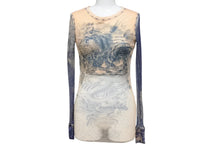 画像をギャラリービューアに読み込む, JEAN PAUL GAULTIER MAILLE FEMME ジャンポールゴルチェ マイユファム パワーネット 長袖トップス シアー タトゥー柄 サイズXS 美品 中古 4b001597