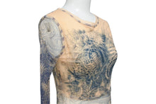 画像をギャラリービューアに読み込む, JEAN PAUL GAULTIER MAILLE FEMME ジャンポールゴルチェ マイユファム パワーネット 長袖トップス シアー タトゥー柄 サイズXS 美品 中古 4b001597