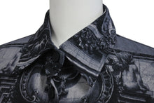 画像をギャラリービューアに読み込む, JEAN PAUL GAULTIER CLASSIQUE ジャンポールゴルチェ クラシック 中世柄 ジョーゼットブラウス シャツ ブラック サイズ40 美品 中古 4b001600