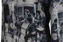 画像をギャラリービューアに読み込む, JEAN PAUL GAULTIER CLASSIQUE ジャンポールゴルチェ クラシック 中世柄 ジョーゼットブラウス シャツ ブラック サイズ40 美品 中古 4b001600