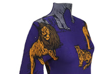 Load image into Gallery viewer, 極美品 me ISSEY MIYAKE ミー イッセイミヤケ 長袖トップス MI83FJ611 フリーサイズ プリーツ ハイネック パープル アニマル柄 中古 4b001617