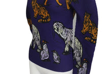 Load image into Gallery viewer, 極美品 me ISSEY MIYAKE ミー イッセイミヤケ 長袖トップス MI83FJ611 フリーサイズ プリーツ ハイネック パープル アニマル柄 中古 4b001617