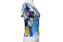 Load image into Gallery viewer, 極美品 me ISSEY MIYAKE ミー イッセイミヤケ 丸首半袖トップス MI31FK566 フリーサイズ プリーツ ブルー マルチカラー 中古 4b001618