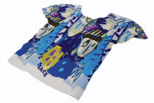 Load image into Gallery viewer, 極美品 me ISSEY MIYAKE ミー イッセイミヤケ 丸首半袖トップス MI31FK566 フリーサイズ プリーツ ブルー マルチカラー 中古 4b001618