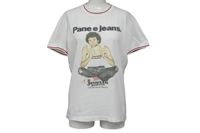 DOLCE&GABBANA ドルチェアンドガッバーナ 半袖リンガーTシャツ サイズXS Pane e jeans フォトプリント ホワイト 美品 中古 4b001626