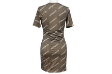 画像をギャラリービューアに読み込む, VETEMENTS ヴェトモン ワンピース ロゴ トップス イタリア製 ポリアミド エラスタン ブラウン サイズS 美品 中古 4b001660