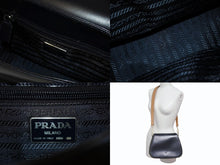 画像をギャラリービューアに読み込む, PRADA プラダ ショルダーバッグ 斜め掛けバッグ ロゴ イタリア製 レザー ブラック ブラウン ゴールド金具 美品 中古 4b001706