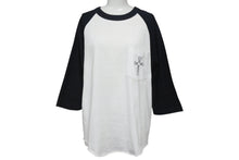 画像をギャラリービューアに読み込む, CHROME HEARTS クロムハーツ ラグラン 7部丈Tシャツ サイズM CHクロス セメタリークロス プリント ホワイト ブラック 美品 中古 4b001827