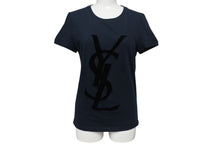 画像をギャラリービューアに読み込む, YVES SAINT LAURENT イヴサンローラン 半袖Ｔシャツ カサンドラロゴ ネイビー ブラック コットン サイズS 美品 中古 4b001946