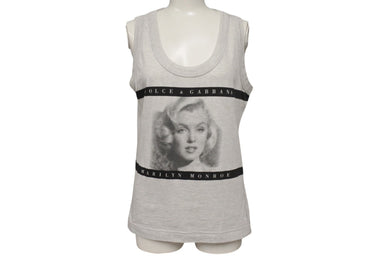 DOLCE&GABBANA ドルチェアンドガッバーナ マリリンモンロー プリント タンクトップ 2006年 グレー コットン F8413T サイズ40 美品 中古 4b002074