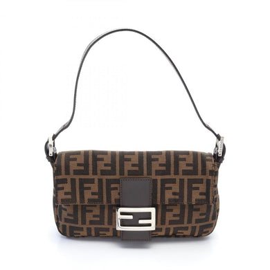 [USED/中古]FENDI フェンディ ショルダーバッグ マンマバケット ブラウン キャンバス レザー 26424 シルバー金具 Bランク 中古 4b0083700