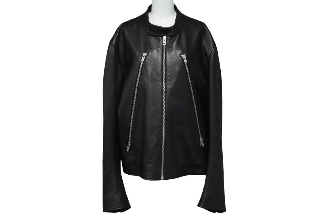 MARTIN MARGIELA マルタンマルジェラ ライダースジャケット 八の字型ジップ S50AM0489 SY1460 ブラック 52 美品 中古 43907