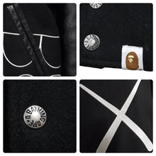 画像をギャラリービューアに読み込む, A BATHING APE アベイシングエイプ BAPE ×KAWS カウズ スタジャン 歯型 バーシティジャケット ブラック S メンズ 美品 中古 44707