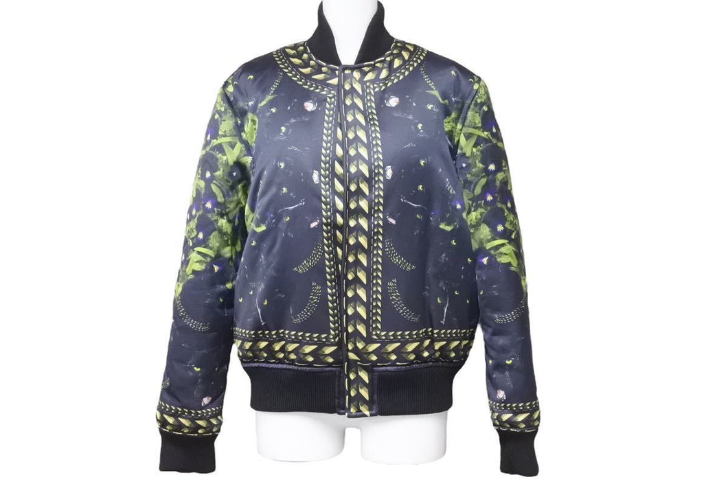 極美品 Givenchy ジバンシー 花柄 リアーナ愛用 11F 3020 344 ブルゾンジャケット ブラック ボンバージャケット 総柄 アウター サイズ34 中古 45857