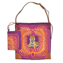 Load image into Gallery viewer, HERMES エルメス シルキーシティPM 王者の虎 TIGRE ROYAL ショルダーバッグ □L刻印 シルク レザー パープル ブラウン 美品 中古 4b009104