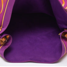 Load image into Gallery viewer, HERMES エルメス シルキーシティPM 王者の虎 TIGRE ROYAL ショルダーバッグ □L刻印 シルク レザー パープル ブラウン 美品 中古 4b009104