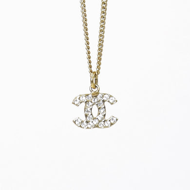 極美品 CHANEL シャネル ココマーク ネックレス 重量約5g 04A刻印 全長約46cm GP メタル ラインストーン クリア ゴールド 中古 4b009596