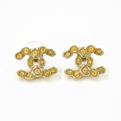 極美品 CHANEL シャネル ココマーク ピアス イエロー楕円カラーストーン アクセサリー 両耳 A12A刻印 メタル イエロー ゴールド金具 3.8g 中古 4b009599