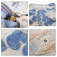 画像をギャラリービューアに読み込む, UNDERCOVER アンダーカバー BUT BEAUTIFUL パッチ加工 クラッシュデニムパンツ 05SS 5S30-P2 ブルー サイズ2 美品 中古 49039