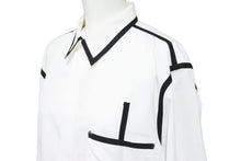 画像をギャラリービューアに読み込む, GIVENCHY ジバンシー ライン縁取り長袖シャツ トップス 17S 6023 300 コットン ブラック ホワイト サイズ40 美品 中古 49615