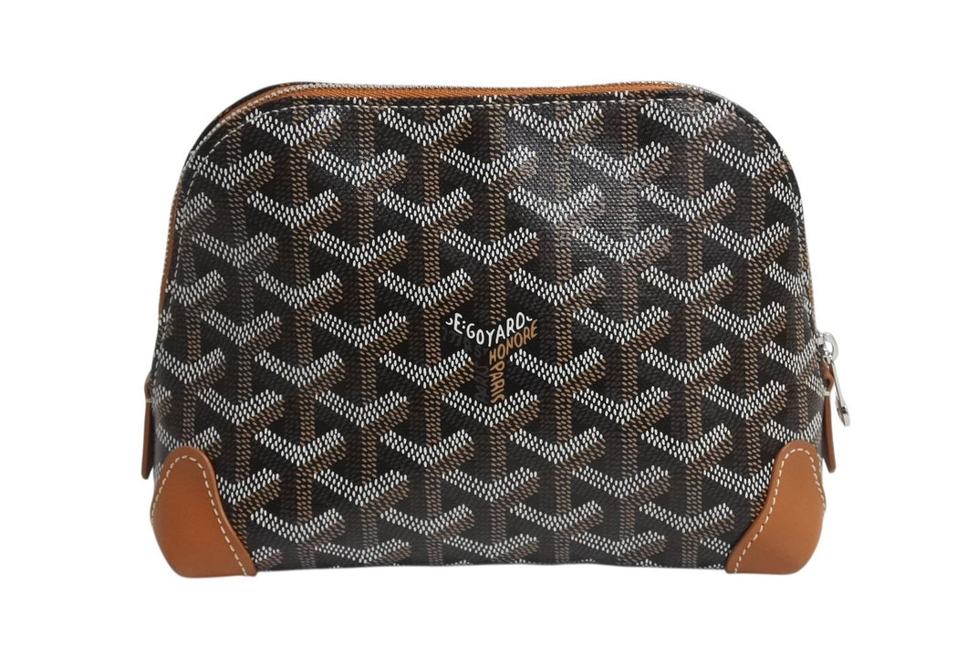 新品未使用 GOYARD ゴヤール ポーチ ヴァンドーム コスメティックポーチ ブラウン シルバー金具 中古 4b003702