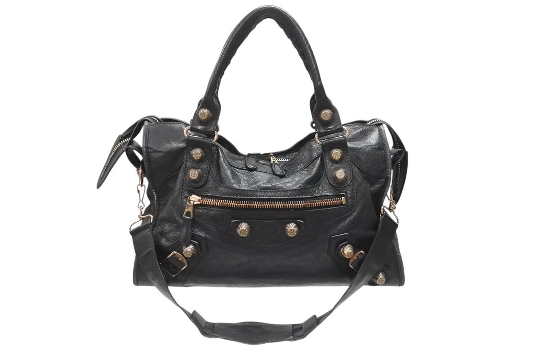 極美品 BALENCIAGA バレンシアガ ザ ジャイアント シティ 2WAYハンドバッグ ショルダーバッグ ブラック ローズゴールド金具 中古 4b006828